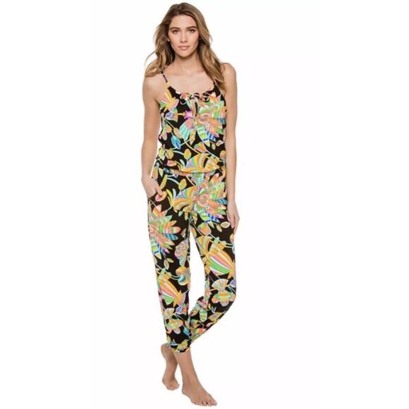 NWT Trina Turk TAHITIAN Jumpsuit Romper Swim Cover Up Floral Sleeveless S - Picture 1 of 11